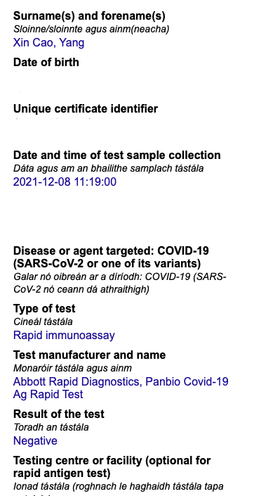 因為分不清楚中文姓氏沒有中間名被打錯名字的快篩報告